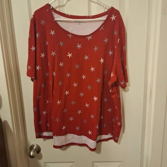 croft & barrow Tops - Croft & Barrow Plus Size Red Star T-Shirt 3XL